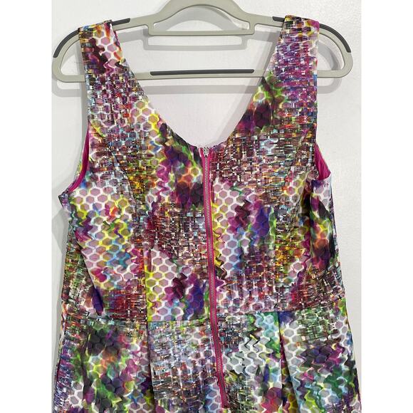 New York & Co Dress Size 14 Pink Abstract Honeycomb Textured Fairy Core Easter - Picture 6 of 9